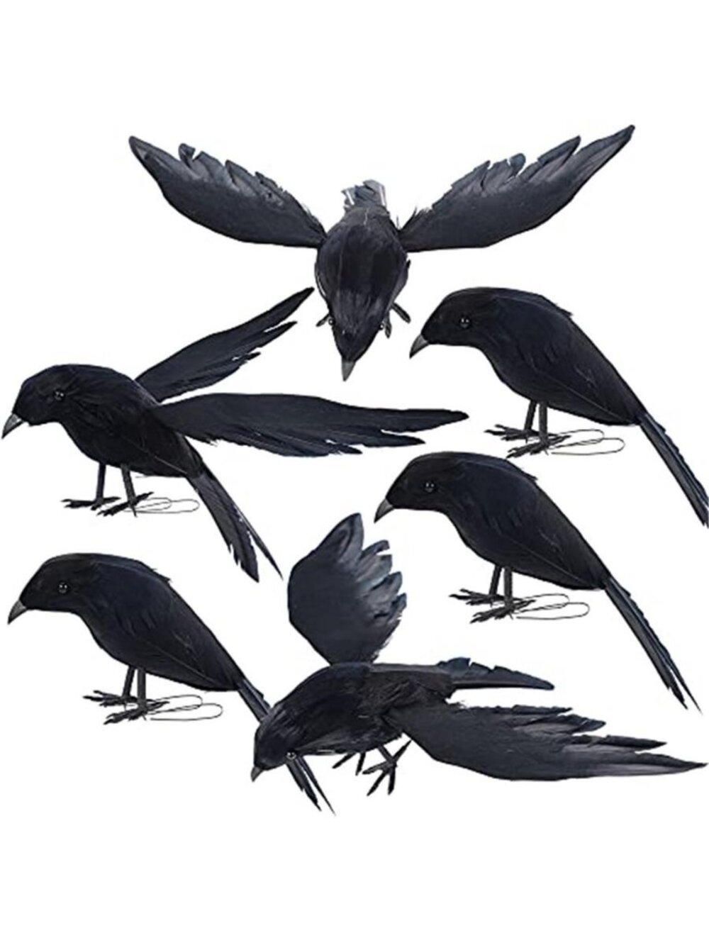 Halloween Crow Decorations 6 Pack Fake Black Crows and Ravens